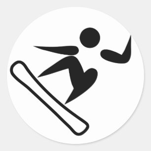 Pegatina Redonda Pictograma de Snowboard