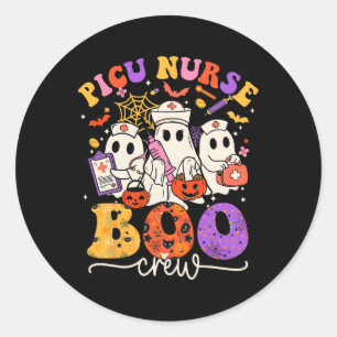 Pegatina Redonda Picu Boo Crew disstume divertida enfermera fantasm