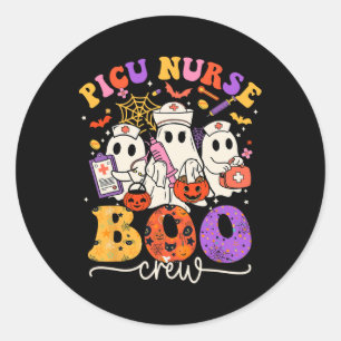 Pegatina Redonda Picu Boo Crew disstume divertida enfermera fantasm