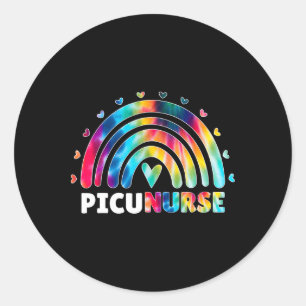 Pegatina Redonda Picu Enfermera Arco Iris Divertido Pediátrico Inte