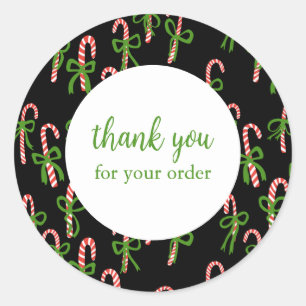 Pegatina Redonda Pida GRACIAS Personalizado Candycanes Navidad