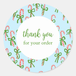 Pegatina Redonda Pida GRACIAS Personalizado Candycanes Navidad