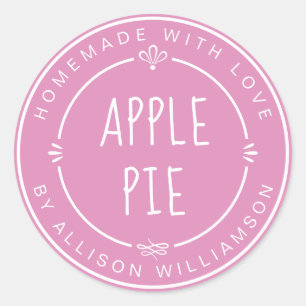 Pegatina Redonda Pie de Apple casero ruso Fuchsia rosa
