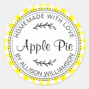 Pegatina Redonda Pie de Apple casero rústico amarillo brillante che