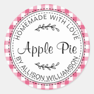 Pegatina Redonda Pie de Apple casero rústico de control rosa calien