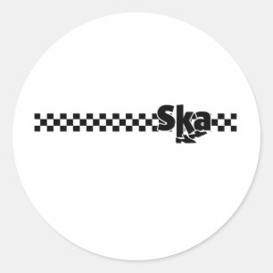Pegatina Redonda Pie de baile SKA con cheques