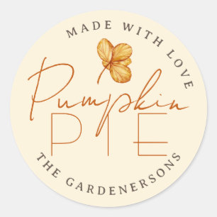 Pegatina Redonda Pie de calabaza otoñal rústica