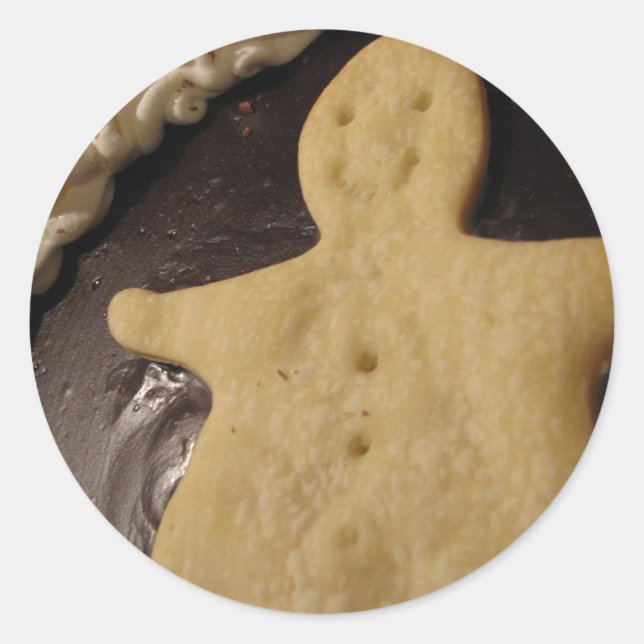 Pegatina Redonda Pie de hombre de chocolate (Anverso)