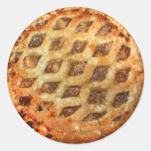 Pegatina Redonda Pie de manzana fresca caliente