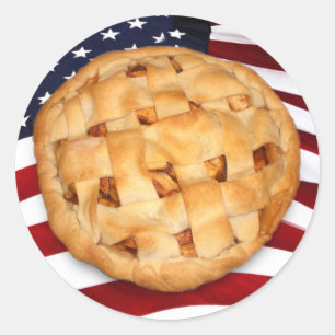Pegatina Redonda Pie estadounidense (Apple Pie con bandera estadoun