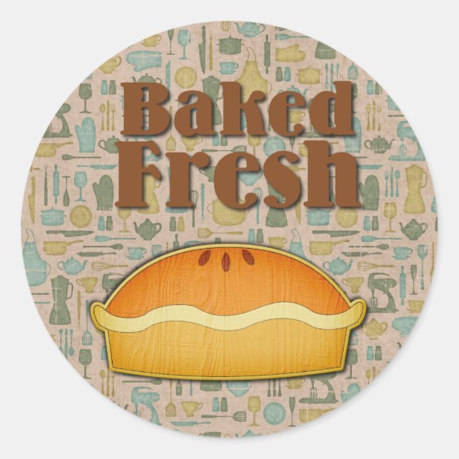 Pegatina Redonda Pie fresca al horno (Anverso)