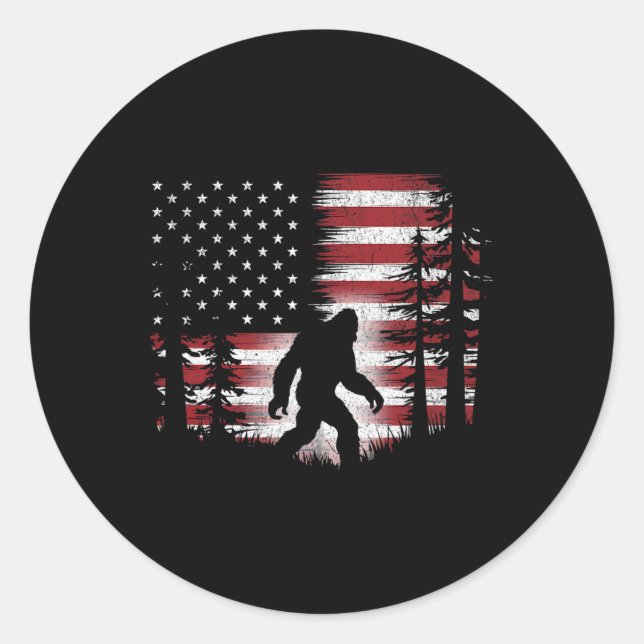 Pegatina Redonda Pie Grande 4 De Julio Bandera Estadounidense Patri (Anverso)