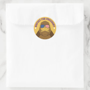 Pegatina Redonda Pie Grande Para El Presidente Funny Sasquatch