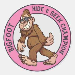 Pegatina Redonda Pie grande   Sasquatch (editable)