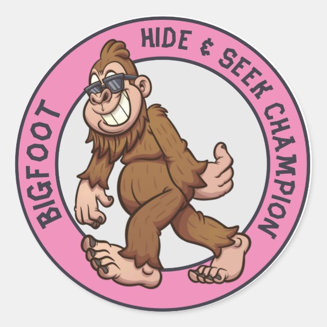 Pegatina Redonda Pie grande | Sasquatch (editable) (Anverso)