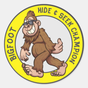 Pegatina Redonda Pie grande   Sasquatch (editable)
