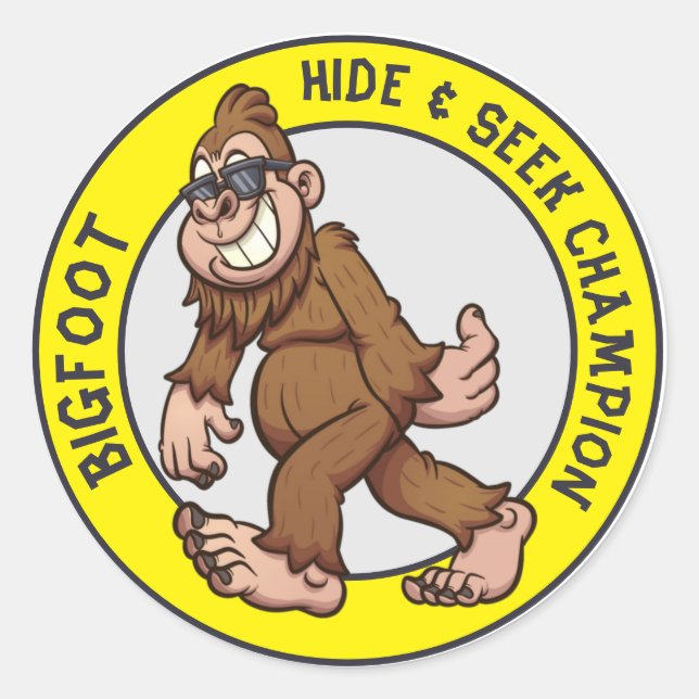 Pegatina Redonda Pie grande | Sasquatch (editable) Classic Round St (Anverso)