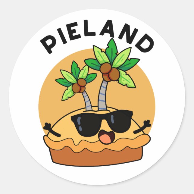 Pegatina Redonda Pie-land Funny Island Pun (Anverso)