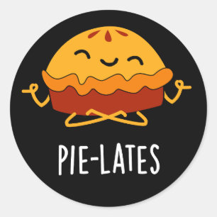 Pegatina Redonda Pie-lates Funny Food Pie Pun Dark BG