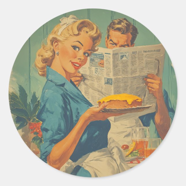 Pegatina Redonda Pie retro y encanto de papel (Anverso)