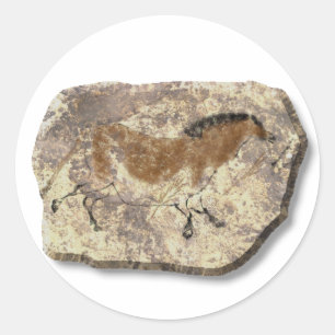 Pegatina Redonda Piedra de caballo Lascaux
