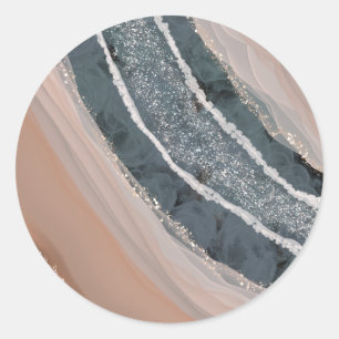 Pegatina Redonda Piedra de coral y azul