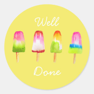 Pegatina Redonda Piedra de hielo de bloque de agua de verano linda 