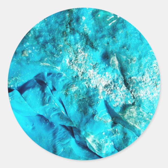 Pegatina Redonda Piedra de mármol turquesa moderna (Anverso)