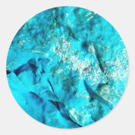Pegatina Redonda Piedra de mármol turquesa moderna