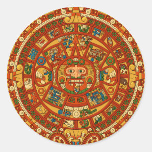 Pegatina Redonda 'Piedra del calendario maya'