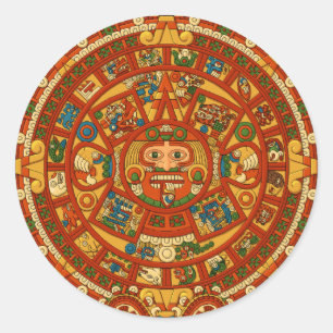 Pegatina Redonda 'Piedra del calendario maya'