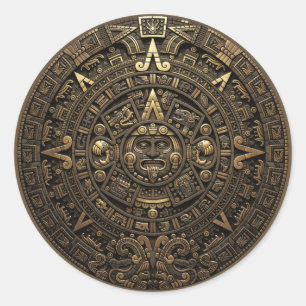 Pegatina Redonda Piedra del Sol Azteca
