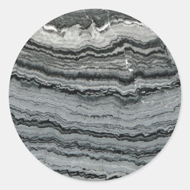 Pegatina Redonda Piedra gemela de mármol blanco negro de ágata (Anverso)