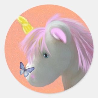 Pegatina Redonda Piedra luna del unicornio