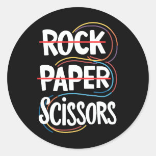 Pegatina Redonda Piedra Papel Tijera Lesbiana Divertida Orgullo Gay
