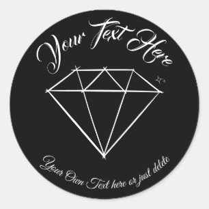 Pegatina Redonda Piedra preciosa negra. Plantilla de regalo. Joyerí