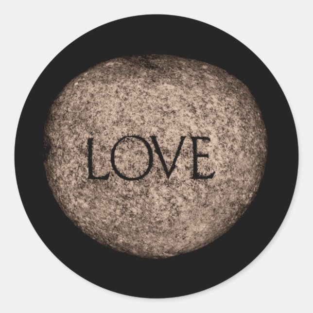 Pegatina Redonda Piedra tallada en "Amor" (Anverso)