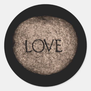 Pegatina Redonda Piedra tallada en "Amor"