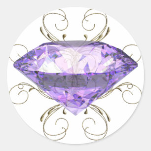 Pegatina Redonda Piedra Violeta, Púrpura
