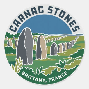 Pegatina Redonda Piedras de Carnac Francia