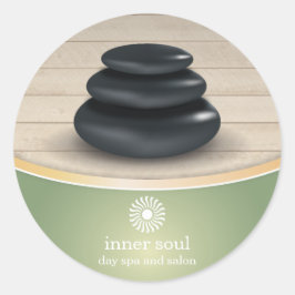 Pegatina Redonda Piedras de masaje en Wood Spa Sage Green