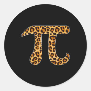 Pegatina Redonda Piel de impresión de leopardo de Pi Cheetah Pi Day