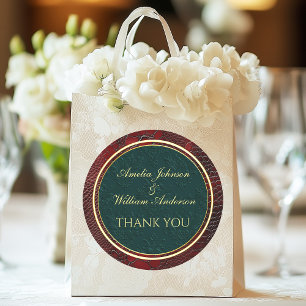 Pegatina Redonda Piel de serpiente De Cuero Victoriano La Boda Roja