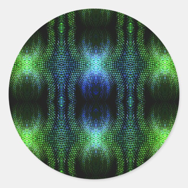 Pegatina Redonda Piel de serpiente verde brillante (Anverso)
