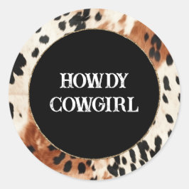 Pegatina Redonda Piel de vaca de animales de crema marrón