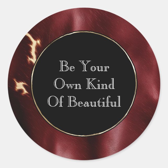 Pegatina Redonda Piel de vaca del Suroeste Rojo Profundo (Anverso)