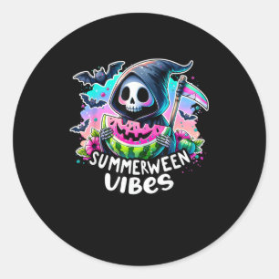 Pegatina Redonda Piel de verano retro Summerween Vibe Watermelon Gh