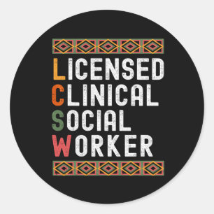 Pegatina Redonda Piel Morena Lcsw Trabajadora Social Clínica Licenc