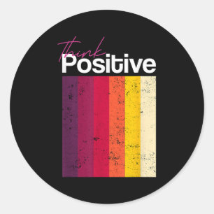 Pegatina Redonda &Piensa Positivo; Inspira Citas Gráficas