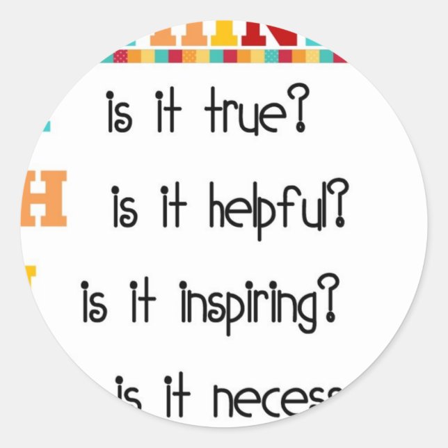 Pegatina Redonda Piense antes de hablar (Anverso)